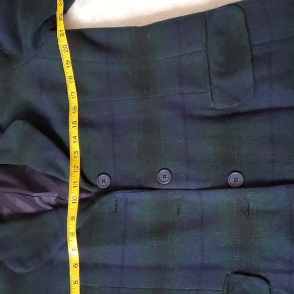 Leslie Stuart vintage  holiday black watch  plaid wool button-down blazer. - Picture 9 of 10